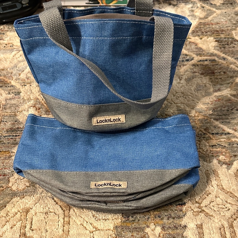 Blue and Gray Storage Tote Set - NWOT